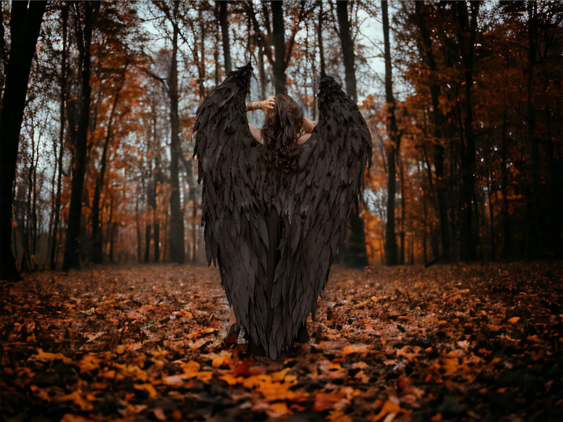 Black Angel Wings Cosplay Sexy Costume for a photo shoot – Bogacci