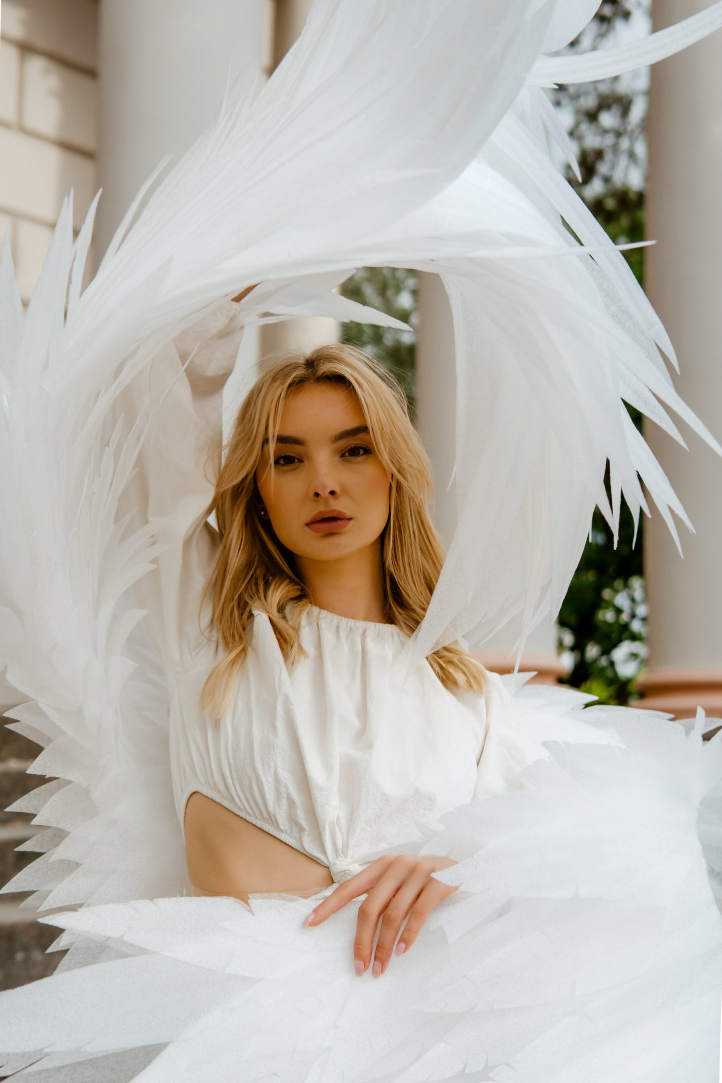 White Angel wings costume for photo shoot "Bogacci brand"