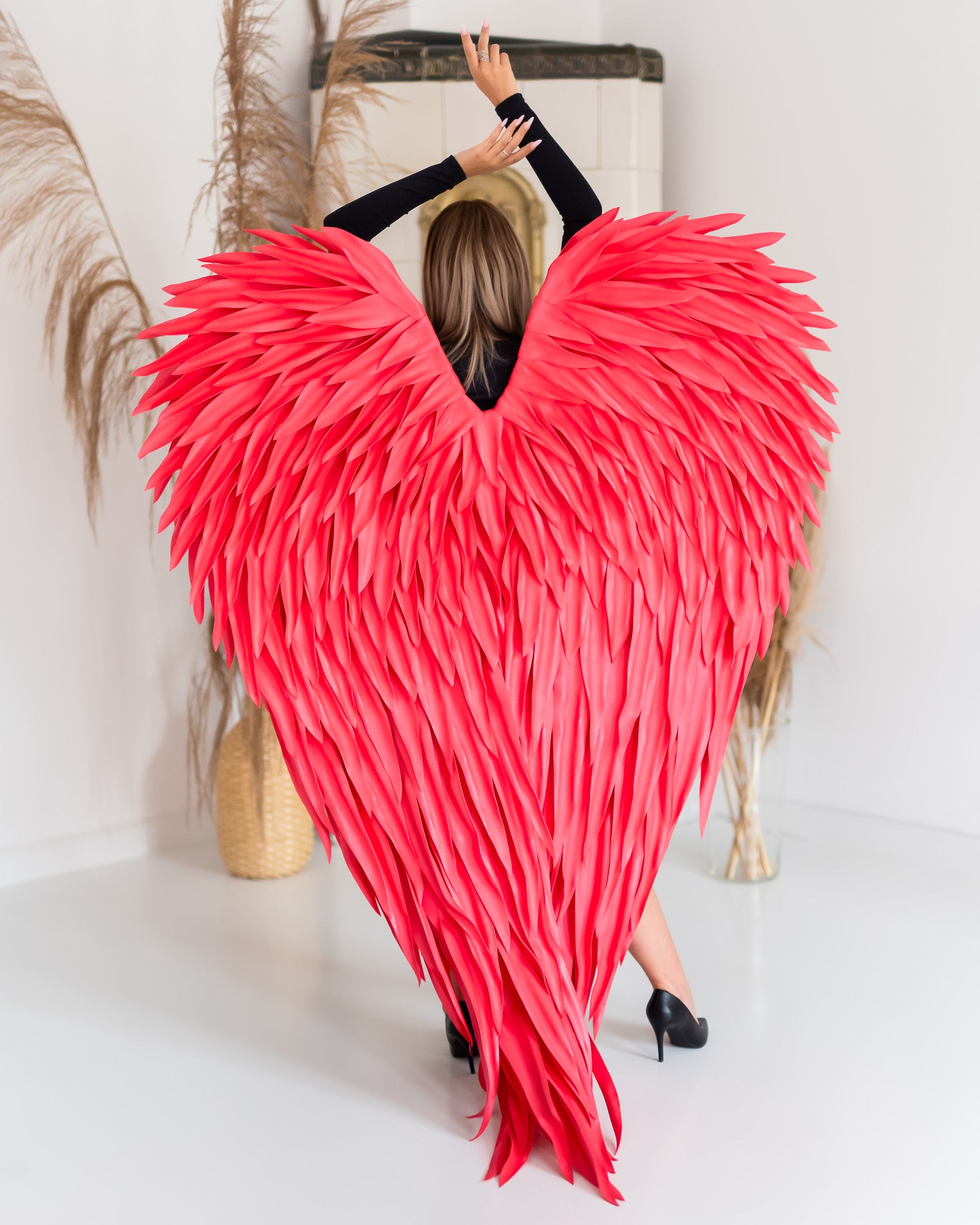 Red Angel Wings Sexy Costume for Foto Shoots 150cm/60in / Black